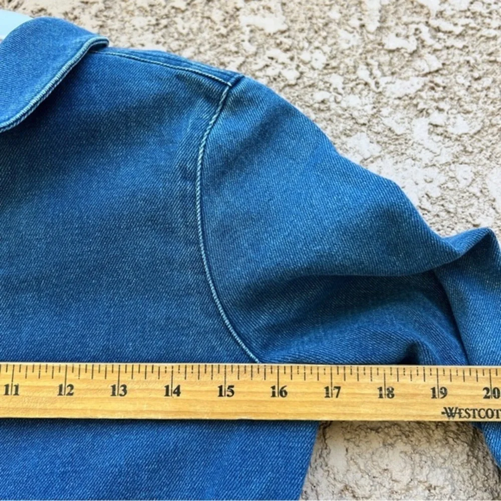 Sezane Will Denim Jacket Size 10‎ w Pockets Classic Indigo Blue